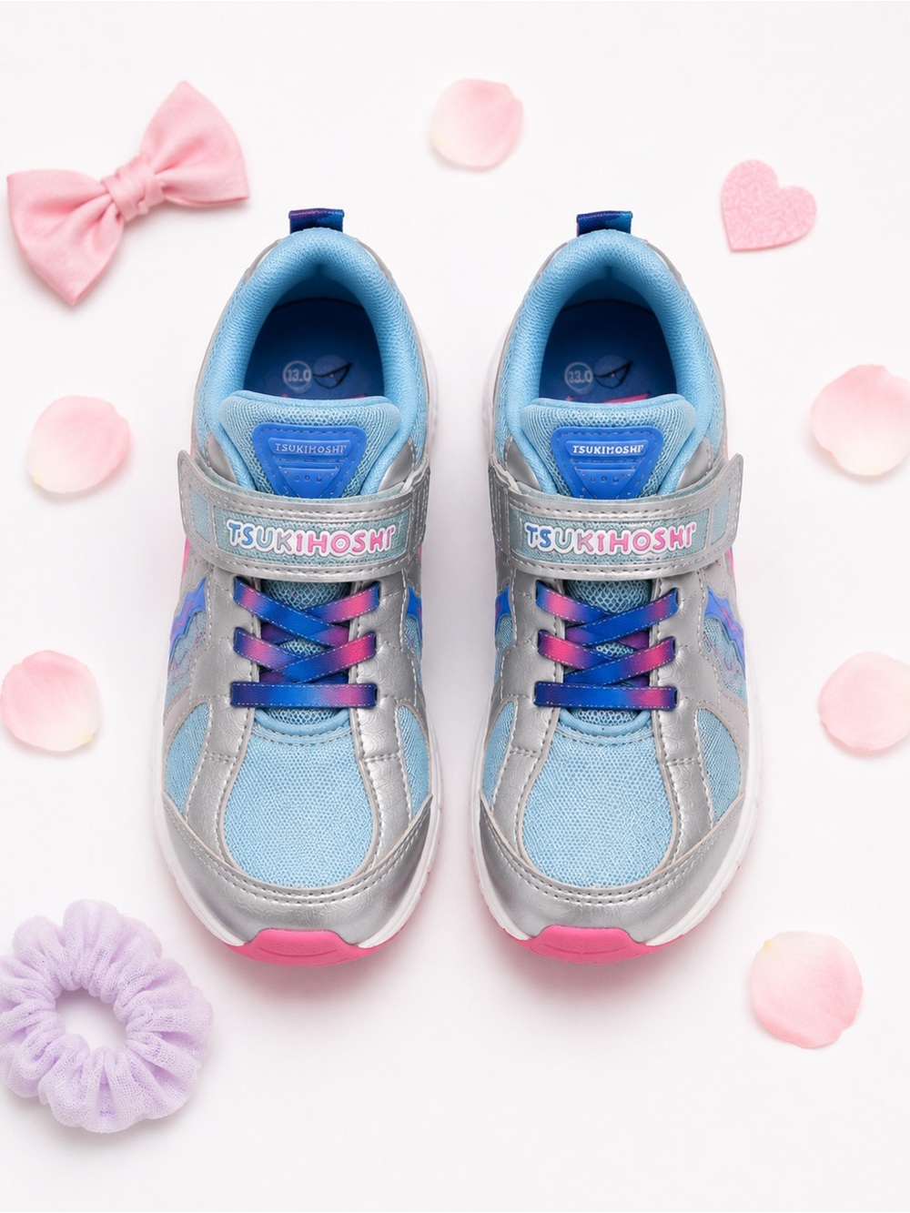 Tsukihoshi Silver Sky Sneakers Girls Size 11 Silver Pink Blue Athletic Shoes - Picture 2 of 12